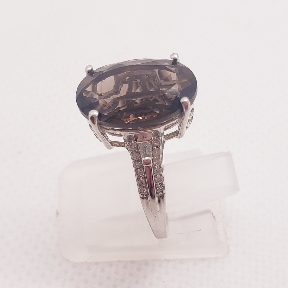 NWOT Colombianite and Diamond Ring in Platinum Over Sterling Silver 5.30 ctw - Picture 4 of 14